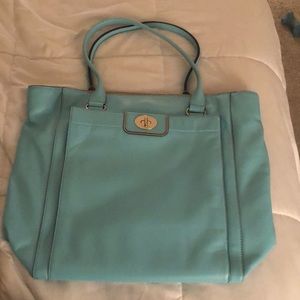 kate spade Turquoise Leather Tote with Gold Turnlock